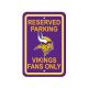 Minnesota Vikings - Reserved Parking Plastic Sign - 12in x 18in